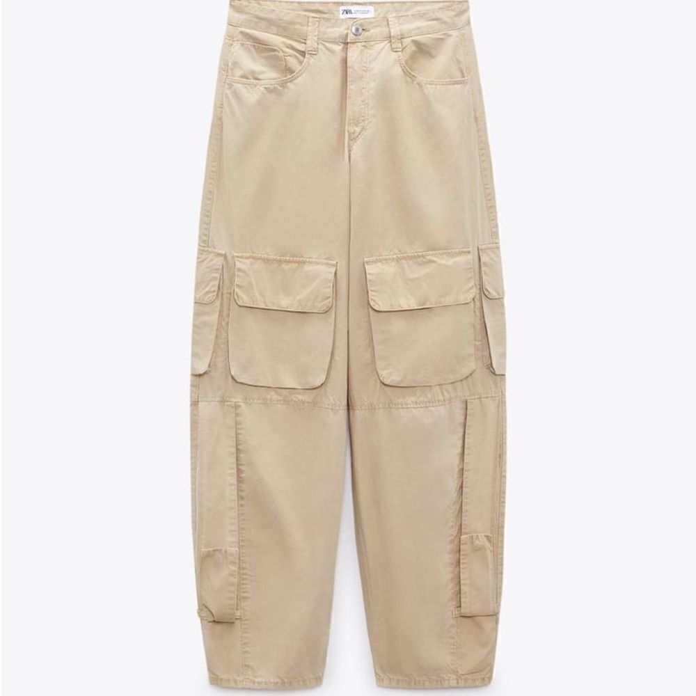Zara Voluminous Pocketed Cargo Pants New - Picture 6 of 10